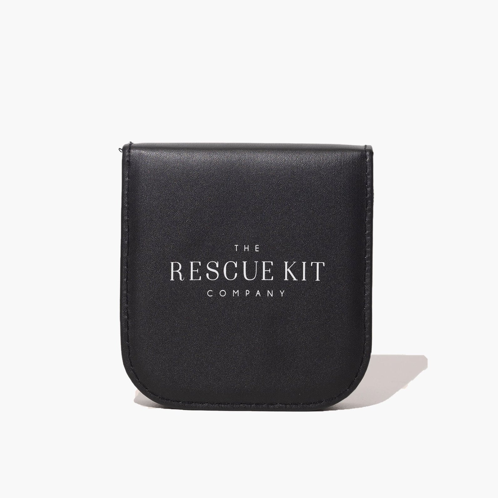 Travel Sewing Kit by The Rescue Kit Company. Black with white logo.