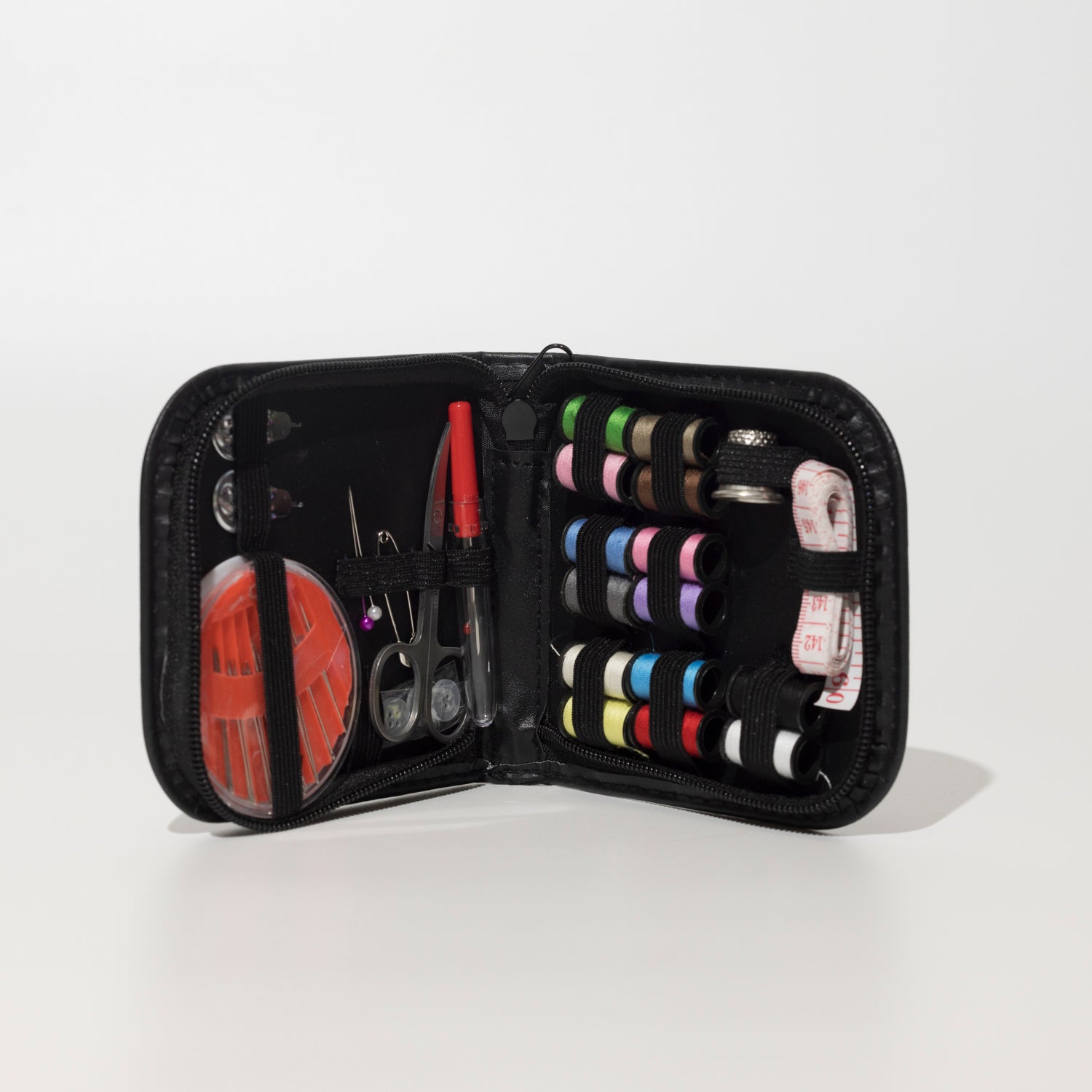 Travel Sewing Kit by The Rescue Kit Company. Shown open to display contents inside.
