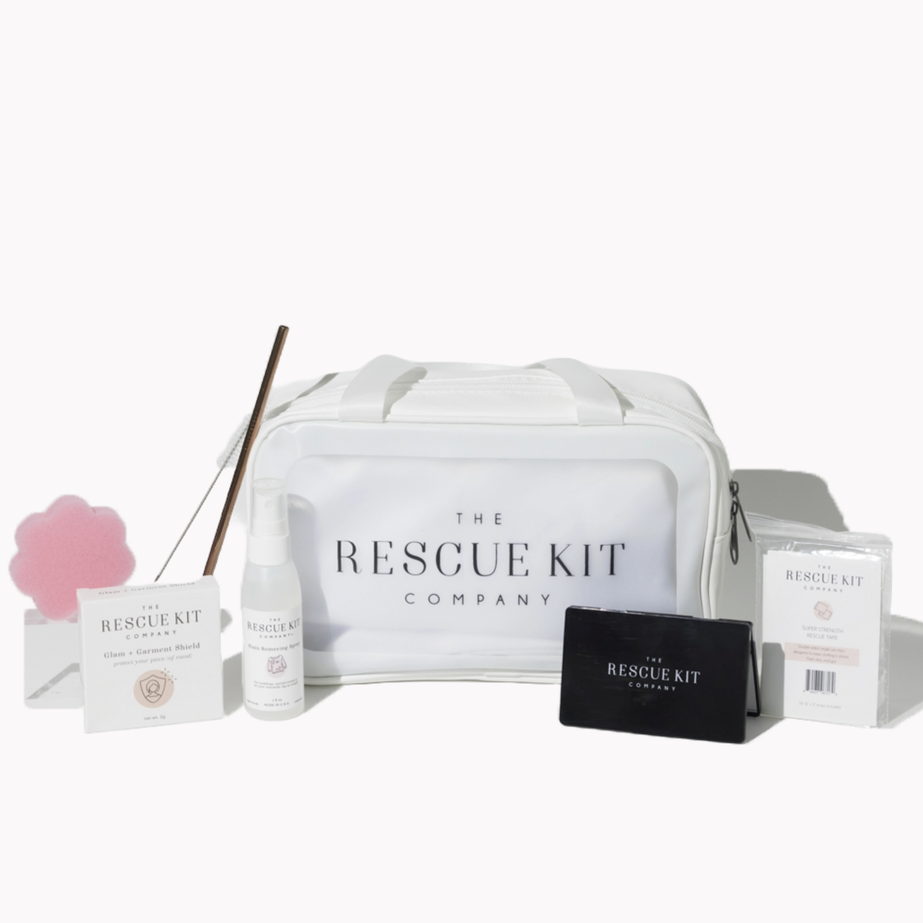 Collection of products from The Classic Bride Kit from The Rescue Kit Company on a white background