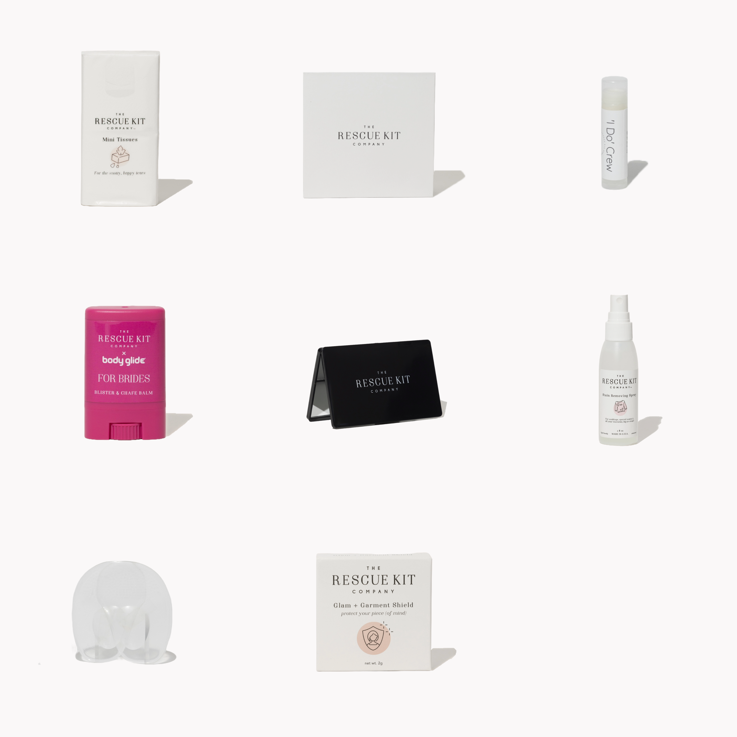 Collection of 'Rescue Kit' products on a white background